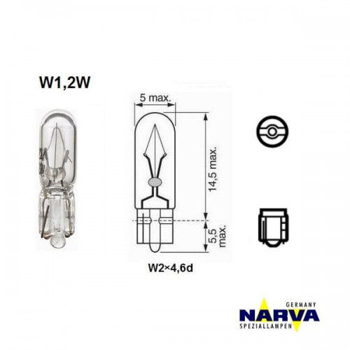 Bombilla 12V 1.2W W2x4.6d NARVA (12516)